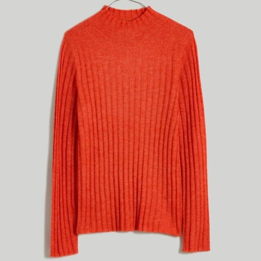 Madewell Alpaca-Blend Mockneck Sweater Sz M Wild Poppy